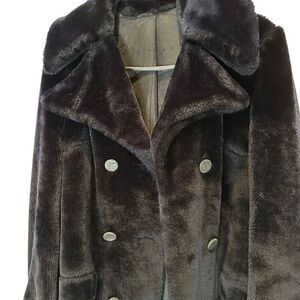 Vintage Lady Barry Womens Faux Fur Coat Jacket Winter Warm Black Size 12